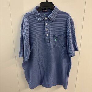 Johnnie-O Cotton Polo Shirt Men’s Size Large Blue Striped Short Sleeve Pocket N3